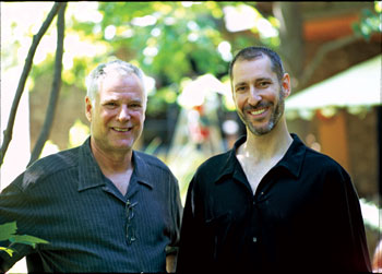 
Homeowner Ray Kohl (left) and architect Mark Miller met more than ten years ago while studying aikido. Today the friends joke that the martial arts practice of throwing each other was good training for when they disagreed over the house’s design.
